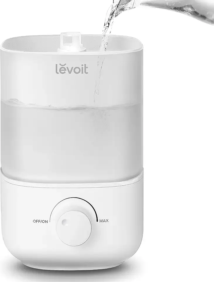 LEVOIT Top Fill Humidifiers for Bedroom, 2.5L Tank for Large Room, Easy to Fill & Clean, 28dB Quiet Cool Mist Air Humidifier for Home Baby Nursery & Plants, Auto Shut-off and BPA-Free for Safety, 25H