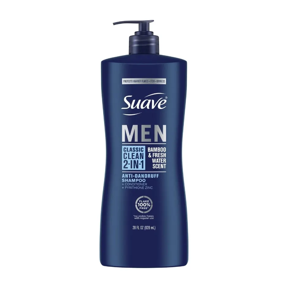 Suave Men's 2 in 1 Anti-Dandruff Shampoo and Conditioner, 28 fl oz.