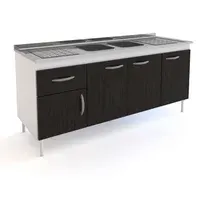 Bajo Mesada Moscu 3 puertas 160cm ancho Blanco / Roble Termo