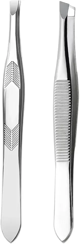 Tweezers for Women Facial Hair,High Precision Stainless Steel Tweezerman Tweezers for Eyebrows Facial Hair, Splinter and Ingrown Hair Removal,2 Count