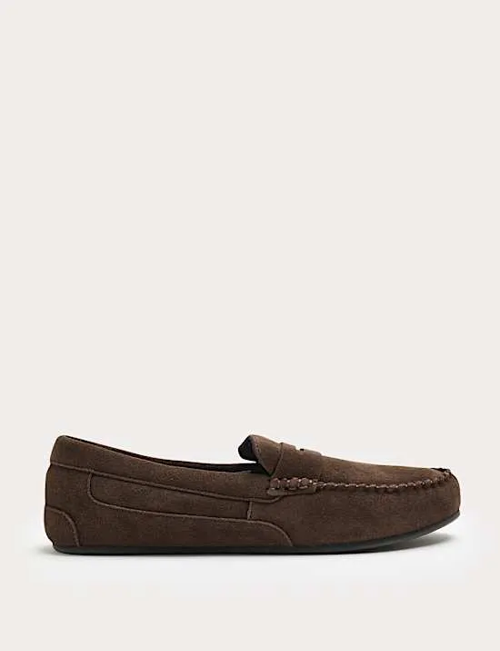 Mokassin-Slipper aus Wildleder mit Freshfeet™