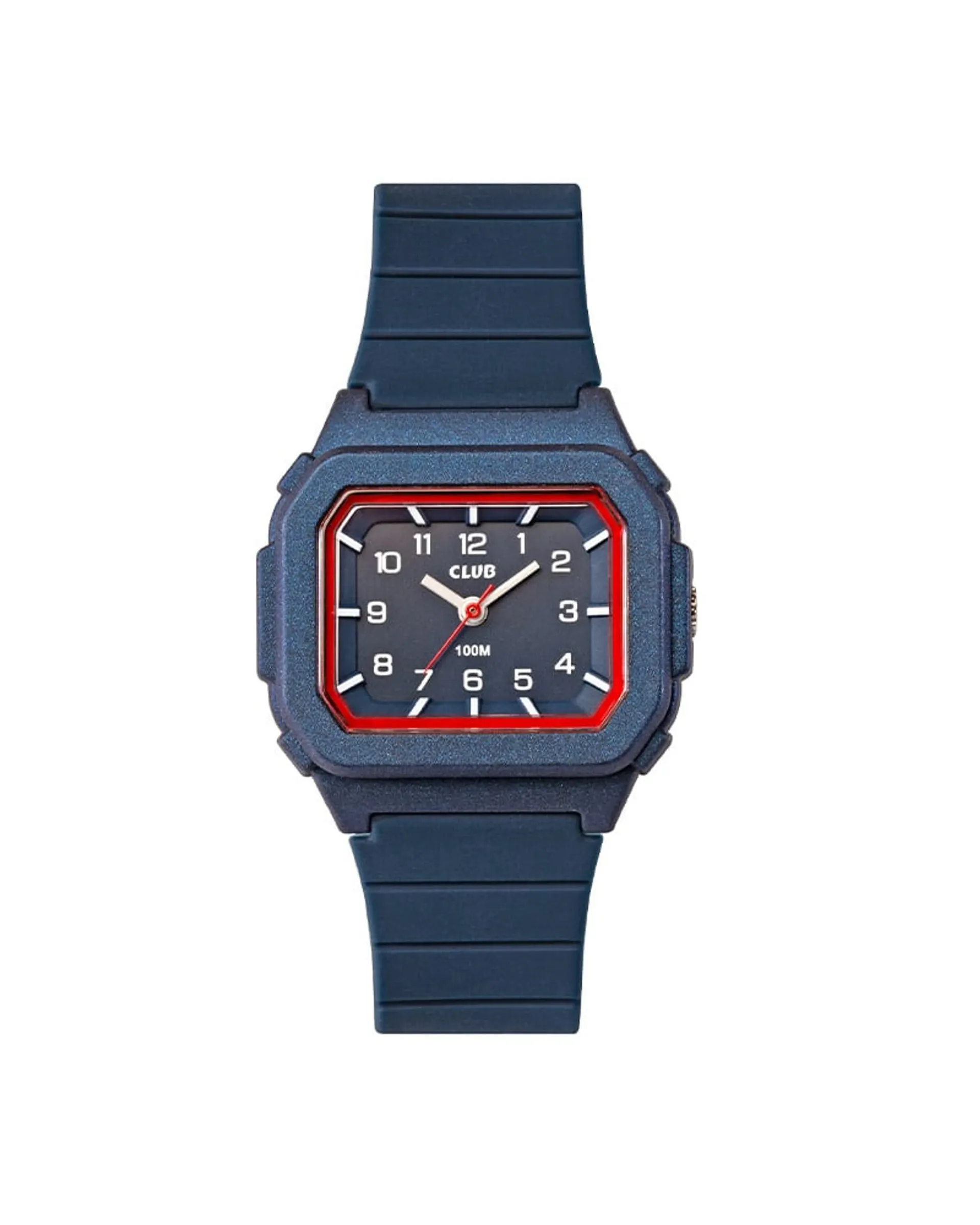 Square barneklokke med blå silikon rem (B33mm)