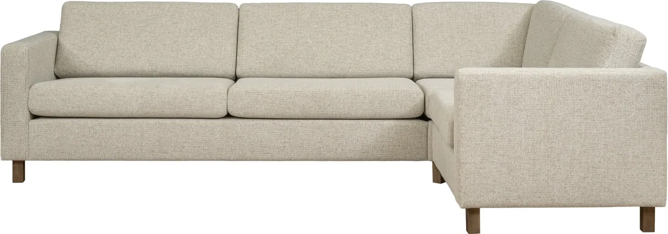 Hjellegjerde Basic hjørnesofa Modulsofa. 3,5 seter duo-hjørne 90-1,5 seter, armlen nr 2, stoff Noelle 30, Mocca ben