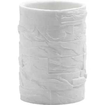 Bicchiere Porta Spazzolini Effetto Pietra Bianco