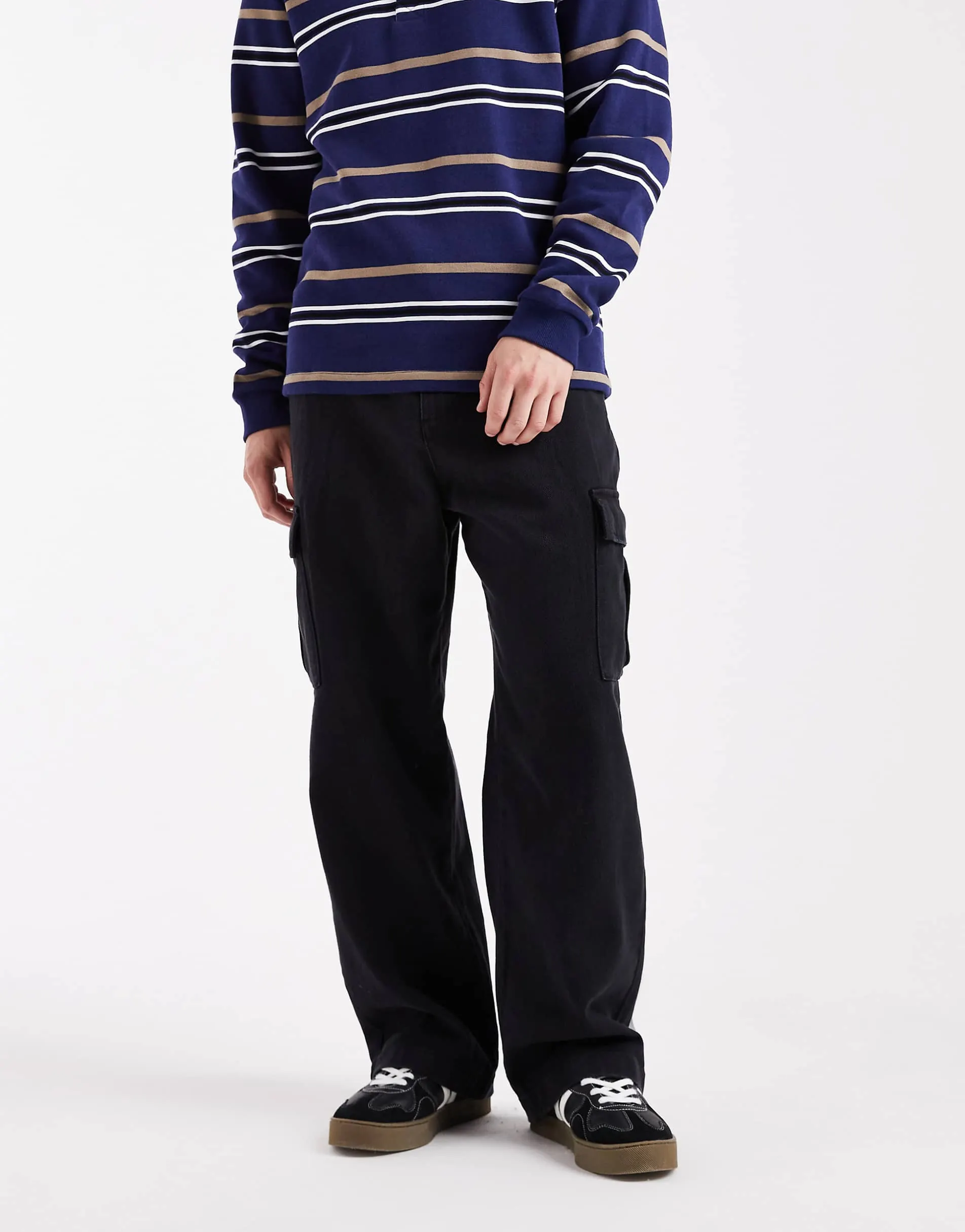 Jack & Jones baggy cargo trouser in black