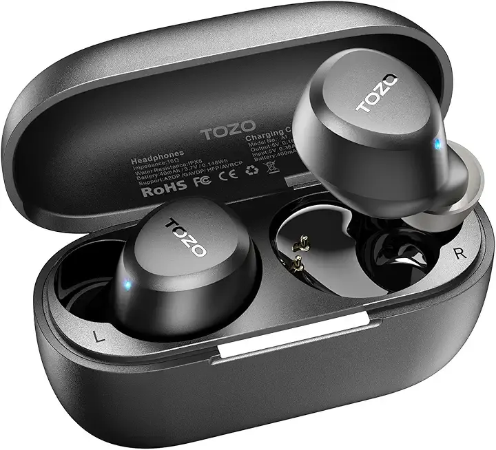 TOZO A1 Wireless Earbuds Bluetooth 5.3 Light Weight in Ear IPX5 Waterproof Headphones 2 Mic for AI Calls, Immersive Premium Sound Bass Headset with Charging Case, 32 Presets EQ Customization via App