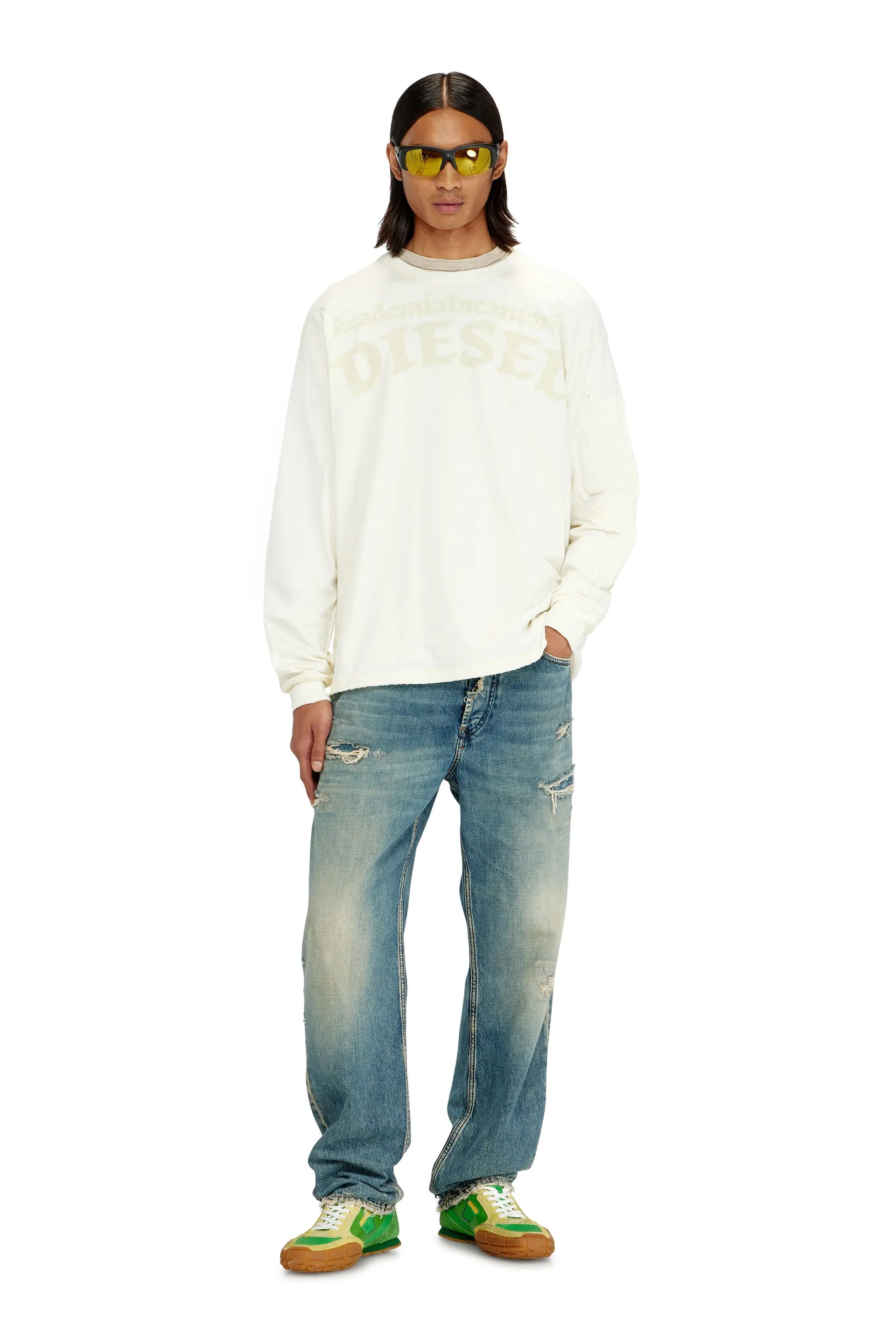 Long-sleeve T-shirt with prints and patches
