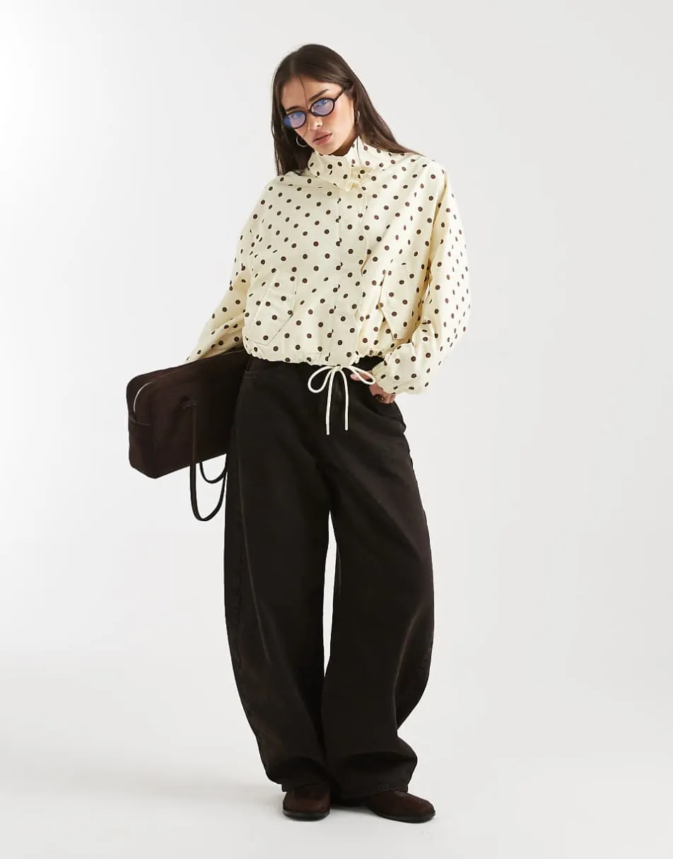 Miss Selfridge scallop detail windbreaker in polka dot