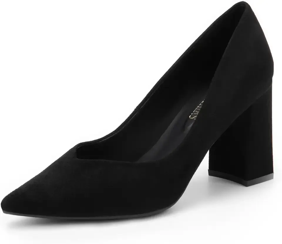 Women’s High Chunky Closed Toe Block Heels Pointed Toe Wedding Party Elegant Slip On Pumps Shoes