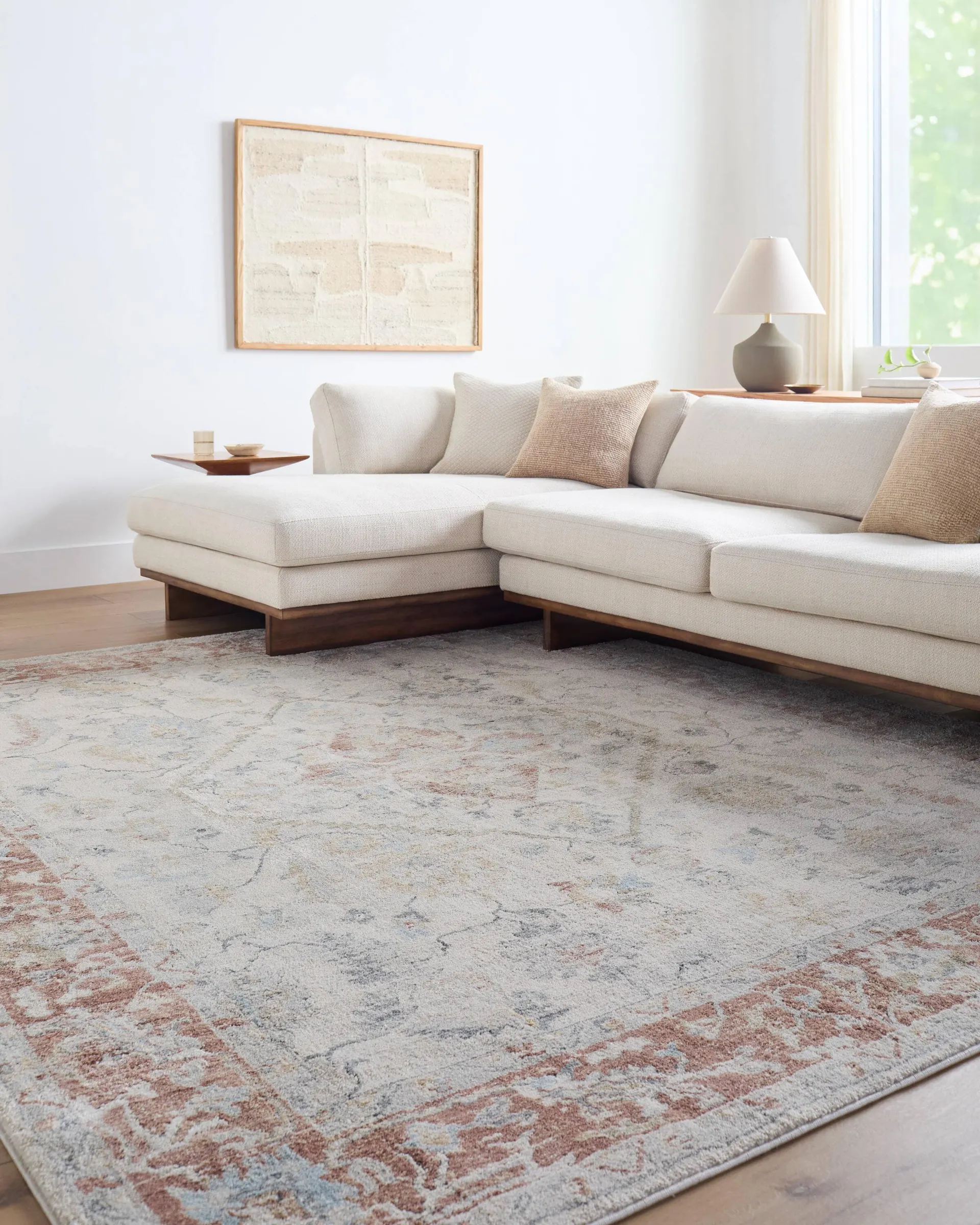 allen + roth with STAINMASTER Himalayan Dream 8 x 10 (ft) Loomed Polyester/Polypropylene Rust Rectangular Indoor Medallion Oriental Spot Clean Only Pet Friendly Area rug