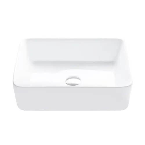 Stylish Porcelain Rectangular 18 3/4-inches TopMounted Vessel Bathroom Sink White