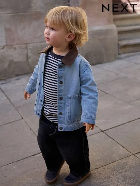 Blue Denim Long Sleeve Cord Collar Shirt (3mths-7yrs)