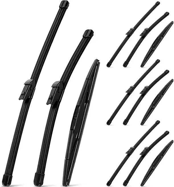 BBTO 4 Set 26"+16" Windshield Wipers with 12" Rear Wiper Silicone Wiper Blades Blade All-Season RV Windshield Wipers Replacement for Cars Front Rear Windshields Universal Quality U/J Hook