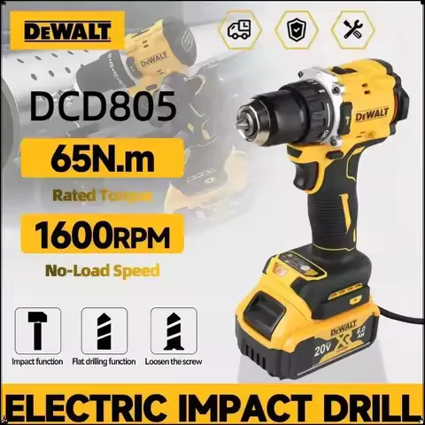 DEWALT DCD805 20V Brushless Cordless Impact Drill Combo Kit Electric Screwdriver Hand Drill With Lithium Battery Full Set