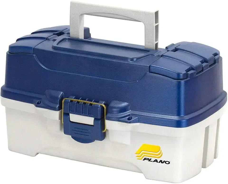 Plano 2-Tray Tackle Box with Dual Top Access, Blue Metallic/Off White, Premium Tackle Storage, 620206, One Size