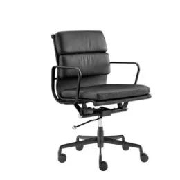 Matt Blatt Eames Replica Low Back Soft Pad Leather Office Chair (Black/Black)