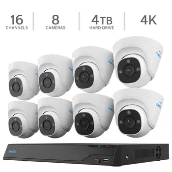 Reolink 4K+ 12MP Ultra HD 16-channel 4TB HDD NVR Security System with 8 Dome PoE Cameras