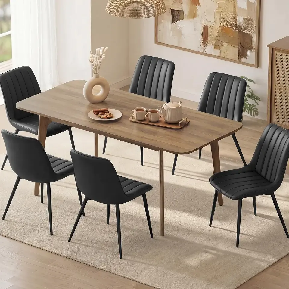 VASAGLE Dining Chairs Set of 6, Upholstered Kitchen Chairs, PU Leather