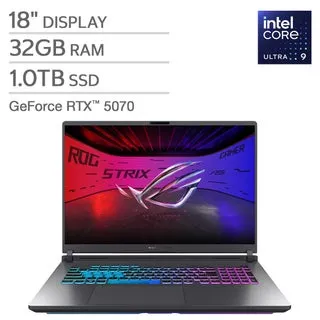 ASUS ROG Strix G18 18" Gaming Laptop - Intel Core Ultra 9 Series 2 Processor - GeForce RTX 5070 - 2.5K (2560x1600) Display - 32GB RAM - 1TB SSD - Windows 11 Home