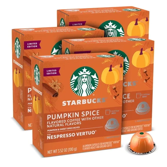 Starbucks by Nespresso Vertuo, Pumpkin Spice Flavored Coffee, Nespresso Capsules, 32 Pods $45.00 $3.20/oz