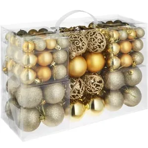 TECTAKE Bolas de Navidad Conjunto de 100 bolas doradas