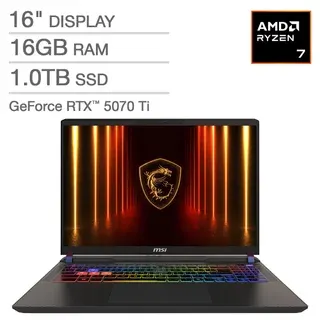 MSI Vector A16 HX 16" Gaming Laptop - AMD Ryzen 7 8840HX - NVIDIA RTX 5070 Ti - 2560x1600 - 16GB RAM - 1TB SSD - Windows 11 Home
