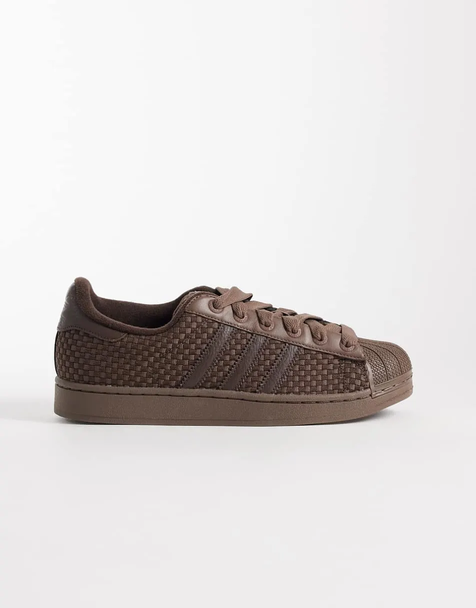 adidas Originals Superstar II woven trainers in brown
