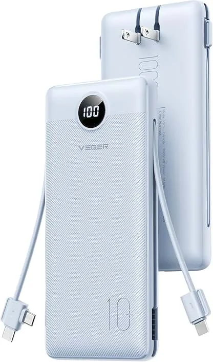 VEGER Portable Charger, 10000mAh Power Bank, Built…