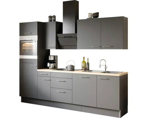 Kuchyňský blok Optifit Ingvar420 270 cm barva čela antracit matná barva korpusu antracit v nesmontovaném stavu