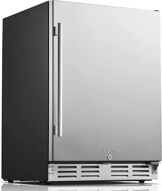 Kalamera Beverage Refrigerator, 24 inch Under Counter Drink Cooler for 154 Cans 32-41℉ Temperature Range, Built-in or Freestanding Ooutdoor Fridge with Stainless Steel Door