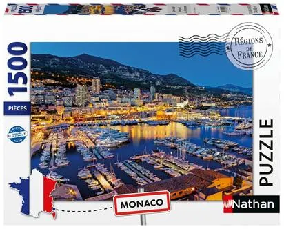 NATHAN PUZZLE 1500 PIECES - UNE NUIT AU PORT DE MONACO - COLLECTION REGIONS DE FRANCE