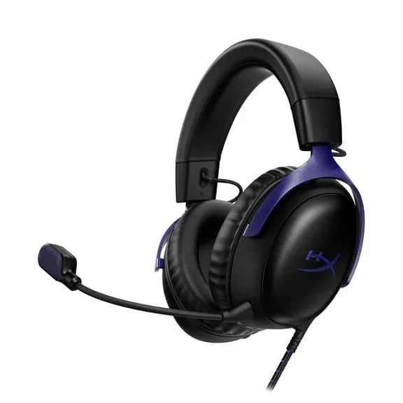 Deal, HyperX Cloud III Wired Gaming Headset, PC, PS5, Xbox Series X|S, Angled 53mm Drivers, Memory Foam, Durable Frame, Ultra-Clear 10mm Mic, USB-C, USB-A, 3.5mm Black/Blue Now $49.00