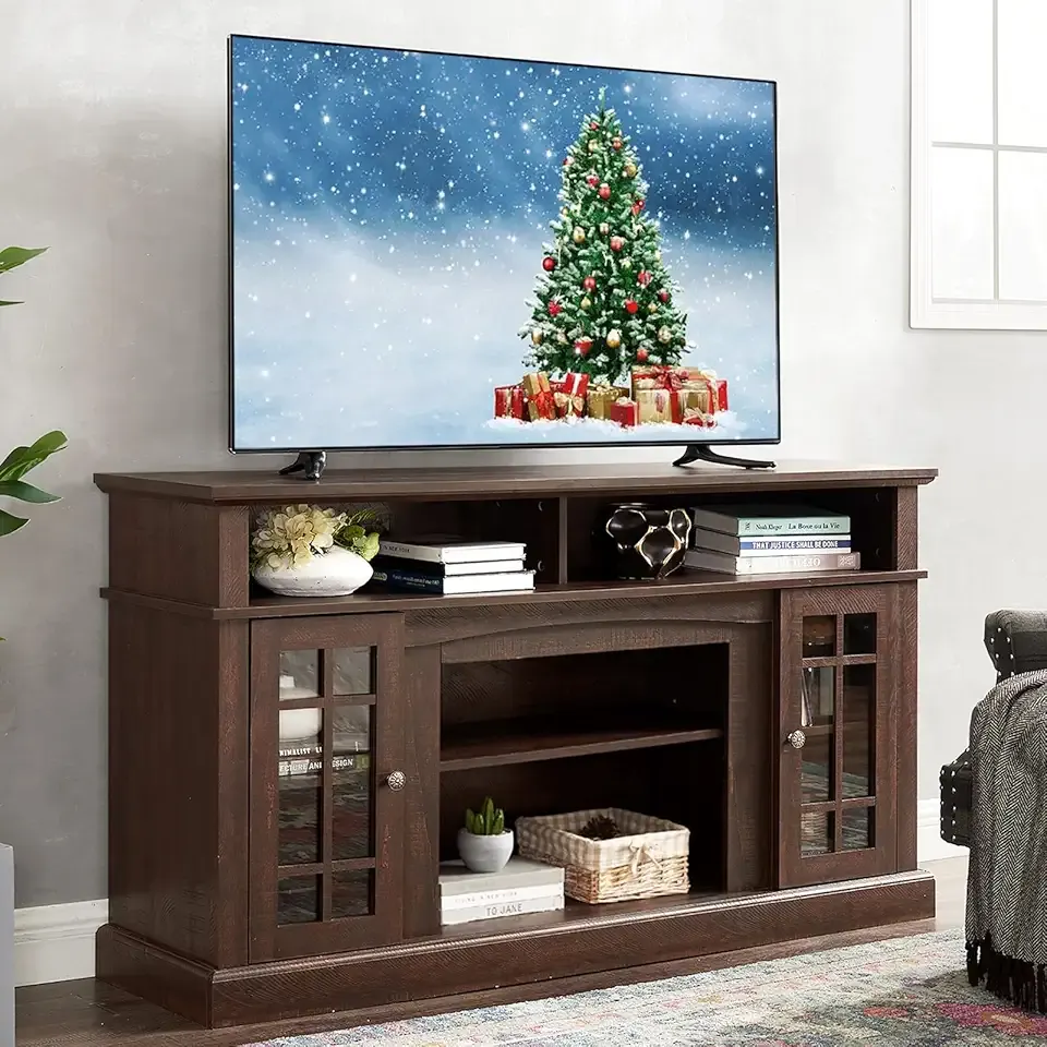 Espresso TV Stand - Traditional American Country Style Entertainment Center with Storage - Fits 65 Inch TV - Media Console for Living Room