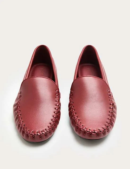 Whip Stitch Detail Slip On Loafers