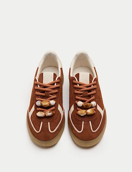 Suede Bead Detail Trainers