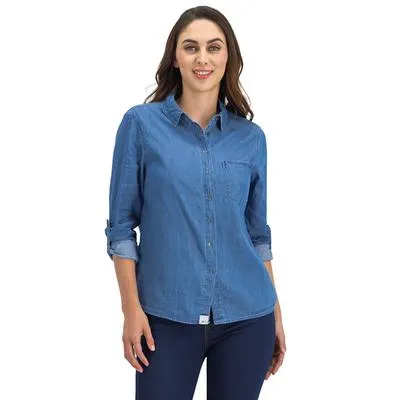 Blusa Mxstaza Camisera Mujer Tipo Mezclilla