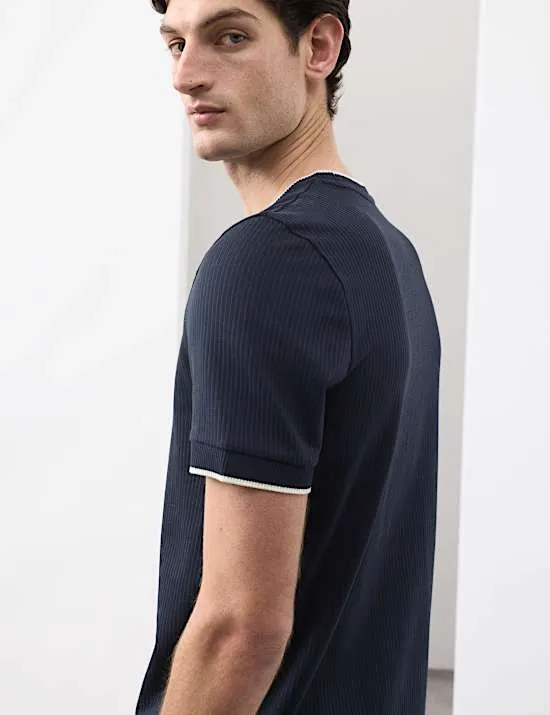 Jacquard-T-Shirt aus reiner Baumwolle