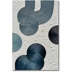 NANKAI Art Hand-Painted Blue Thick Texture Abstract Oil Painting Modern Minimalist Style Wall Deco Art 45x30 inch Large Canvas Wall Deco Art