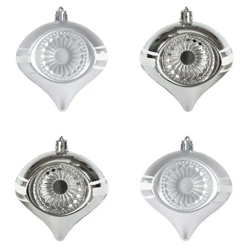 Enchanted Forest® 80mm Silver Onion Shatterproof Ornaments - 4 Pack