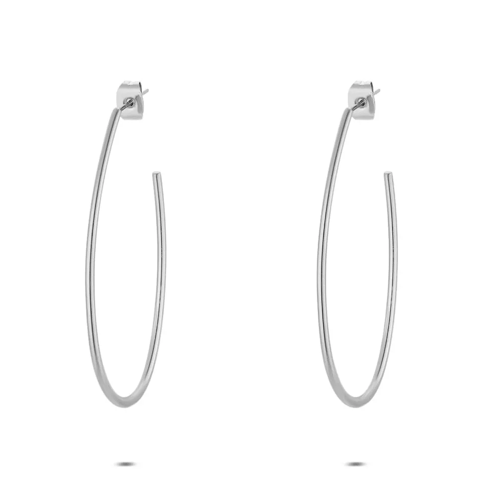 Oorbellen in edelstaal, grote ring