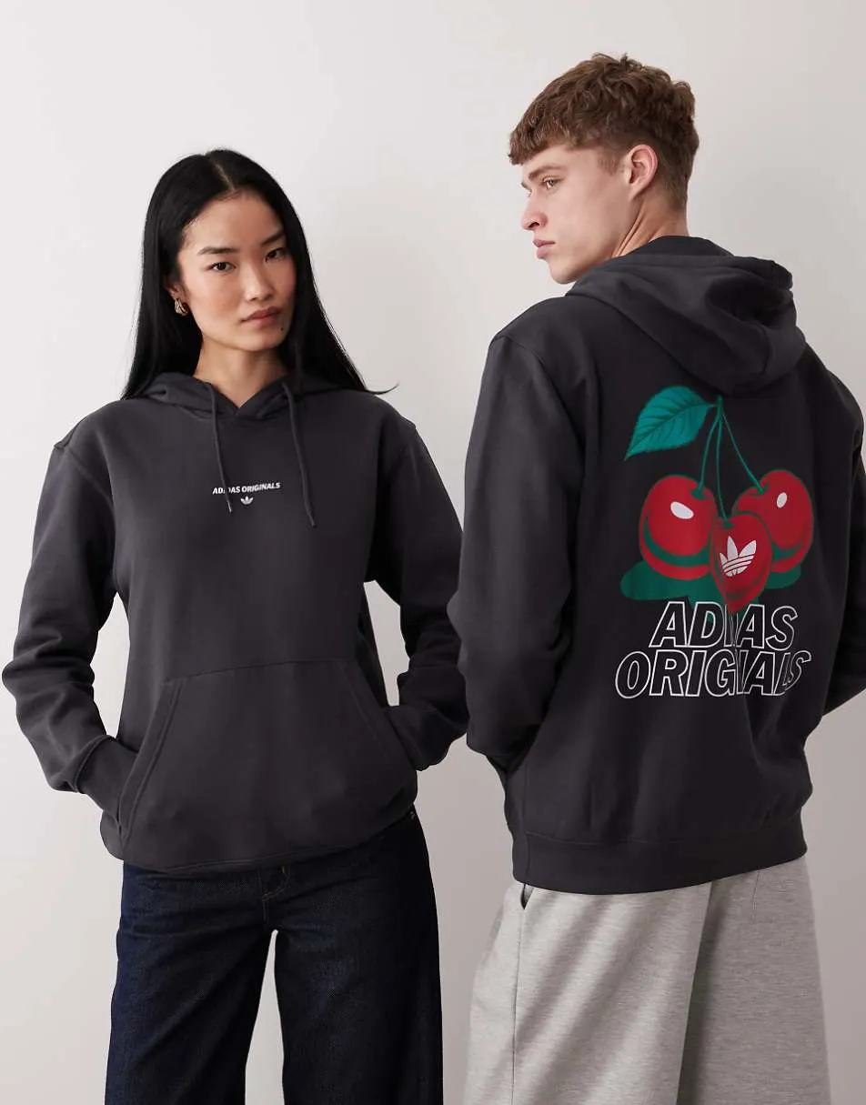 adidas Originals trefoil cherry hoodie in black