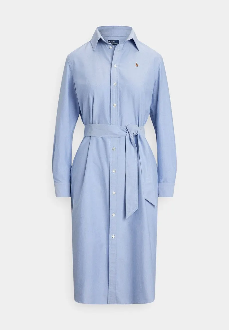 BELTED COTTON OXFORD SHIRTDRESS - Skjortekjole - blue