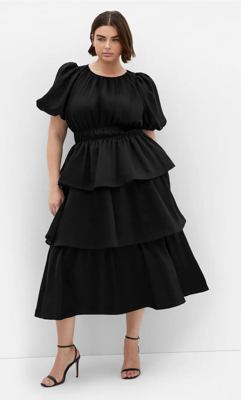 Heavenly Ruffle Maxi Dress - black