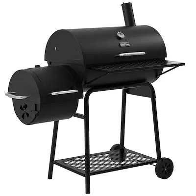 Offset Smoker 27.44-in W Black Barrel Charcoal Grill