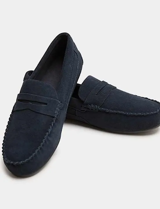 Mokassin-Slipper aus Wildleder mit Freshfeet™