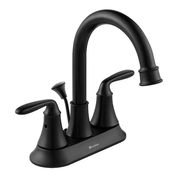 Glacier Bay Sadira 4 in.​ Centerset 2-​Handle High-​Arc Bathroom Faucet in Matte Black