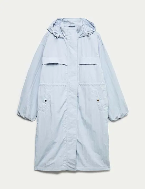 Leichter, lang geschnittener Utility-Parka mit Kapuze