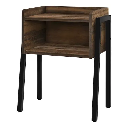 Accent Table, Side, End, Nightstand, Lamp, Living Room, Bedroom, Metal, Laminate, Brown, Black