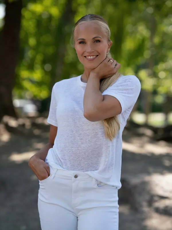 Linen O-Neck Tee White