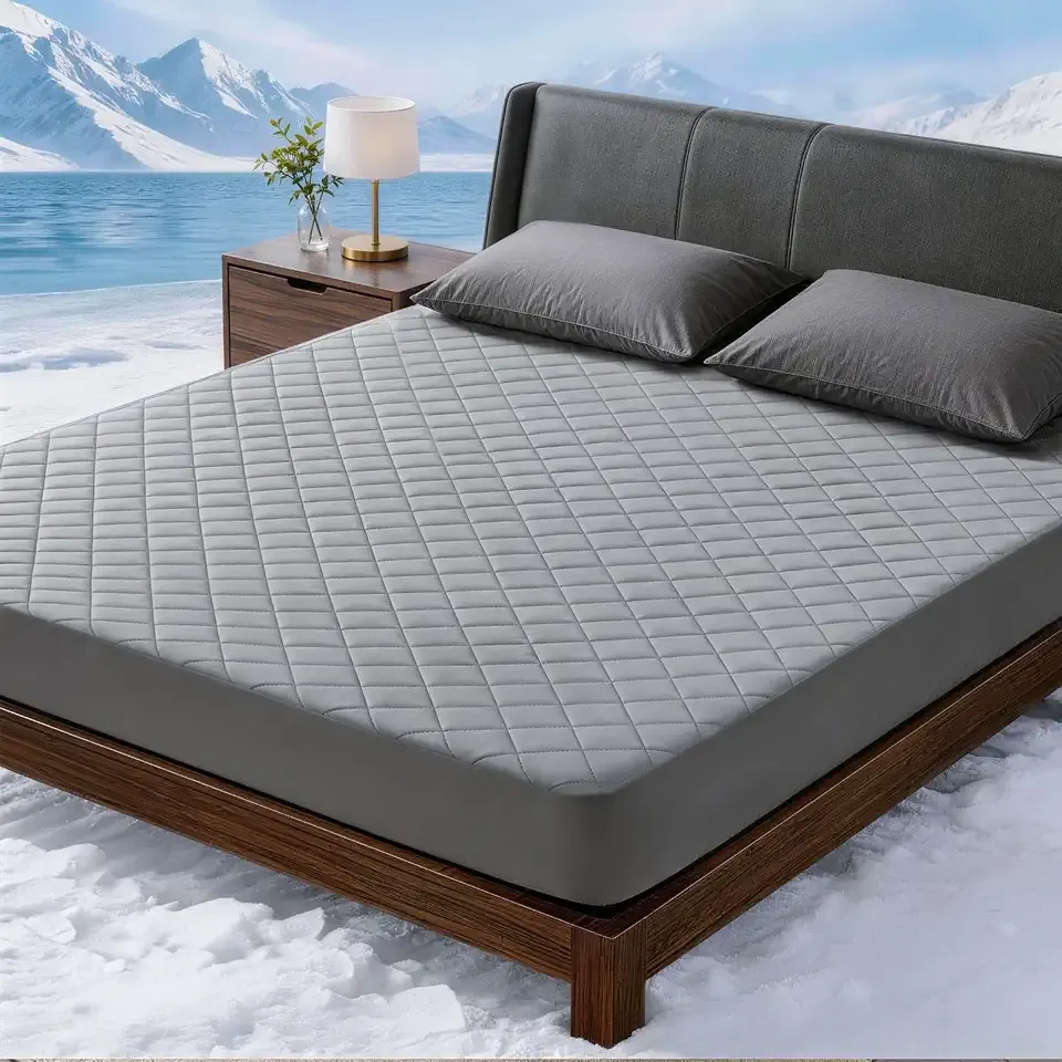 Cooling Mattress Pad for Hot Sleepers Noiseless Mattress Protector Bed Cooling Pad 3X Breathable Mattress Topper Q-Max 0.45 Cool Touch, 3D Mesh Deep Pocket Bed Cooling Cover Grey Full